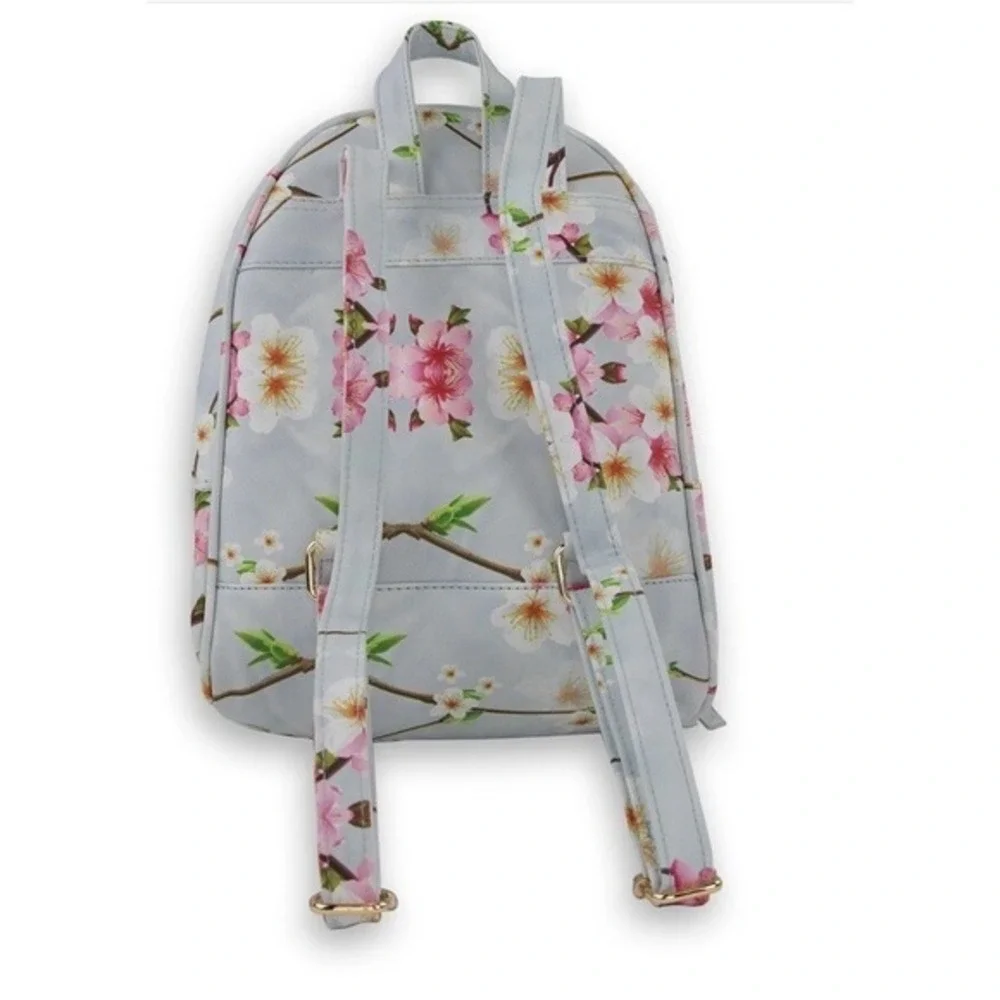 Under One Sky Women Cherry Blossom Blue Mini Backpack Floral Feminine Travel
